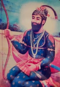 Guru Gobind Singh mit Pfeil und Bogen