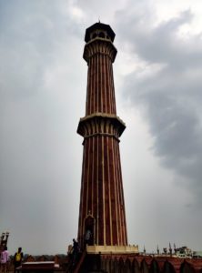 Minarett der Jama Masjid Moschee Alt-Delhi